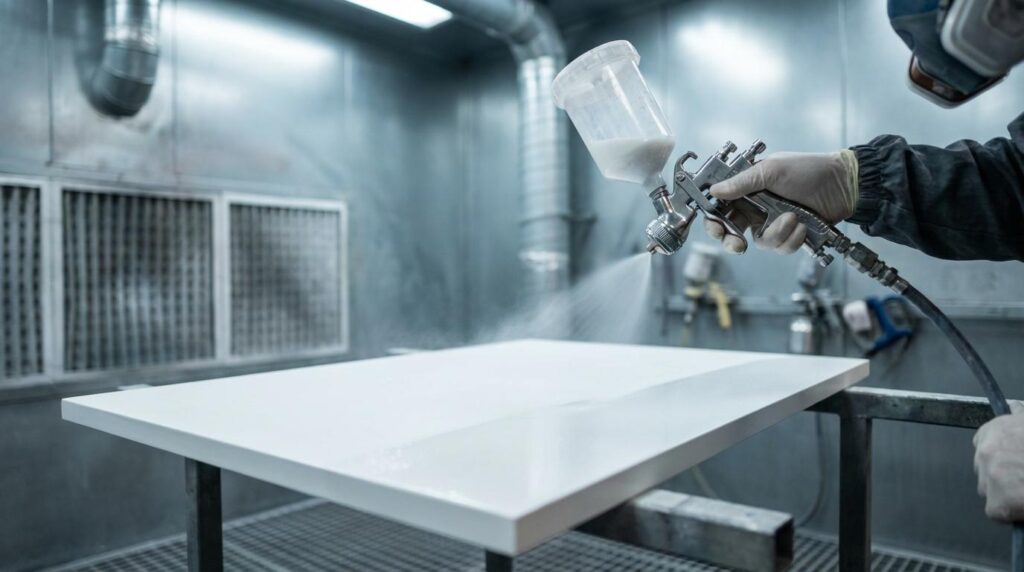 sprøjtelakering af køkkenskabe